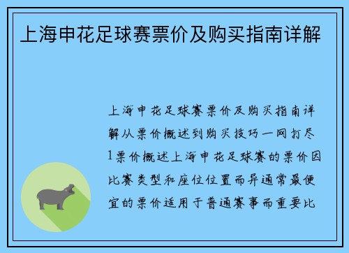 上海申花足球赛票价及购买指南详解