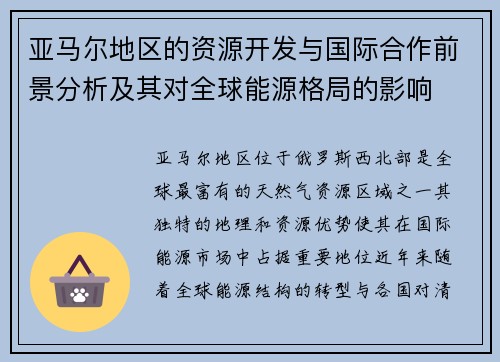 亚马尔地区的资源开发与国际合作前景分析及其对全球能源格局的影响