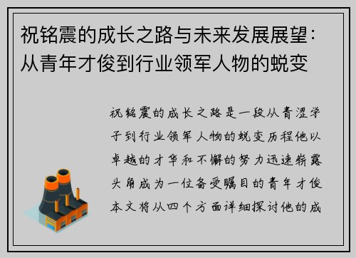 祝铭震的成长之路与未来发展展望：从青年才俊到行业领军人物的蜕变